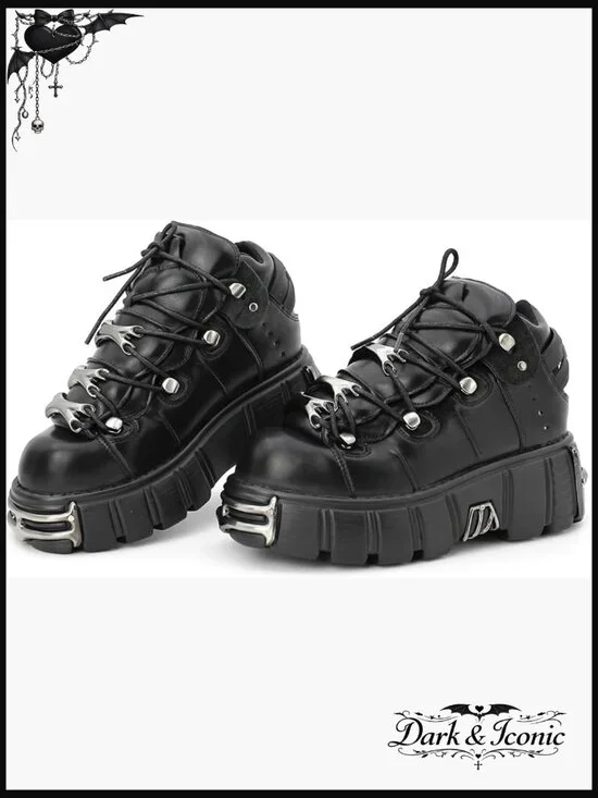 Women's Platform Combat Boots Lace-Up Ankle Boots Waterproof Synthetic Leather - Picture 1 of 7